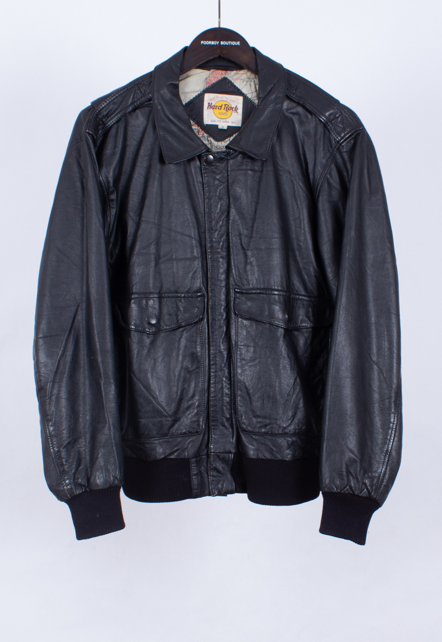 Vintage 90s Hard Rock Cafe Leather Jacket | Vintage Boutique Hull