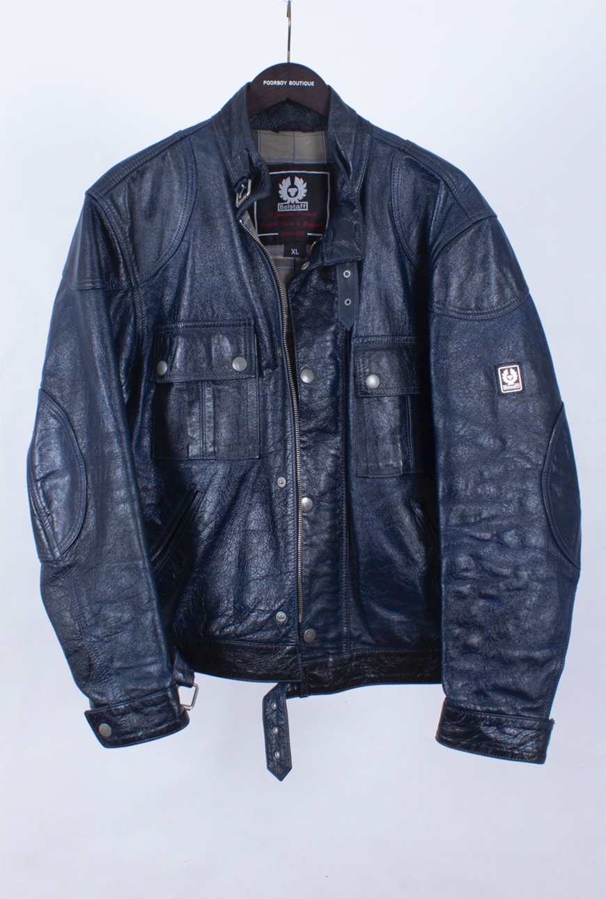 Vintage Belstaff Blue Leather Jacket | Branded Vintage Clothing